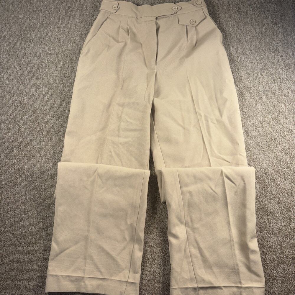 Vintage 1970s Women’s Polyester Pants Button Pocket 25x29 Beige Union Made USA